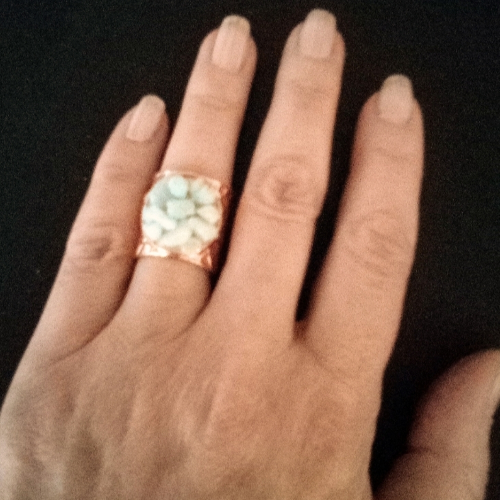 Blue Cluster Adjustable Ring